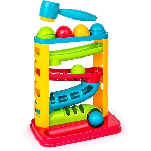 Durable Pound-A-Ball Toy: Stacking, Learning, Active; Montessori, Stem, Fun Gif